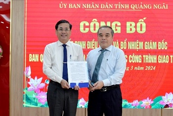 Ông Ngô Văn Dụng giữ chức Giám đốc Ban Quản lý dự án đầu tư xây dựng các công trình giao thông tỉnh