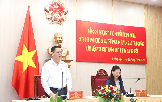 Secretary of the Party Central Committee Nguyen Trong Nghia met with Quang Ngai province leaders